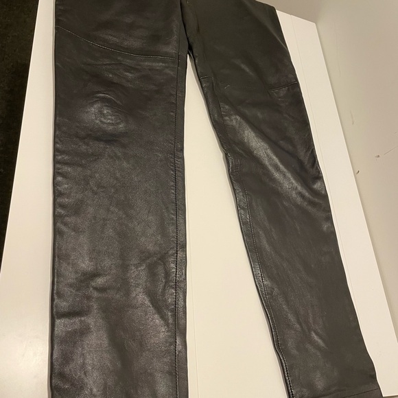 Hugo Buscati Brand Women's 8 Tall Black Leather Designer Pants Vintage Fashion - Picture 3 of 4